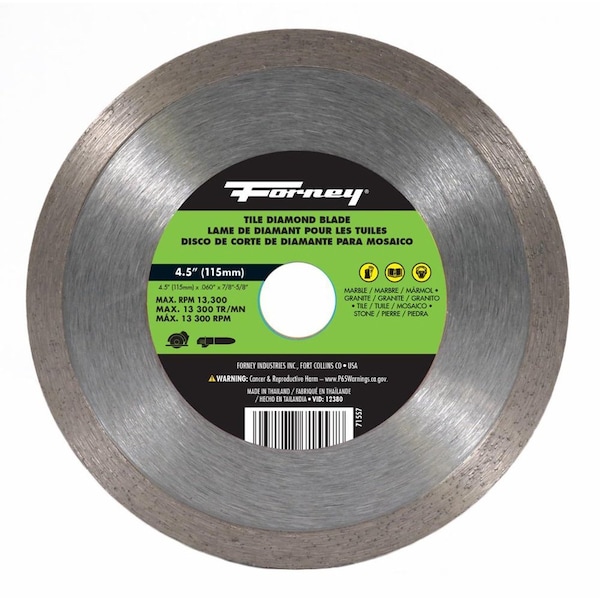 Forney Diamond Tile Cutting Blade, 4-1/2 in 71557 - main